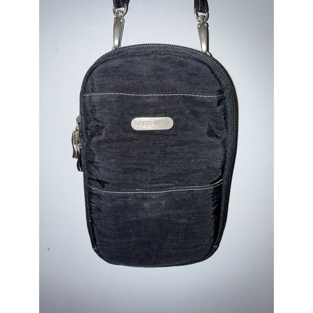 Baggallini Black Nylon Crossbody Bag Travel, Multi-Pocket, Adjustable Strap